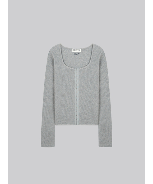 FRIVER07(フリバー07)の「Waffle square neck cardigan FRFA01CD02_Gray(カーディガン/ボレロ・レディース・ライトグレー・FREE)」の2枚目の写真