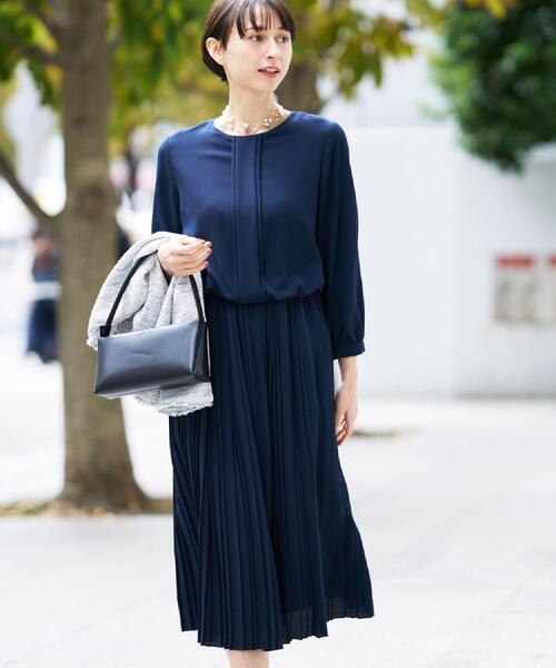 Dessin(デッサン)の「ジョーゼットワンピース(ワンピース・レディース・ネイビー・03/02/01)」の2枚目の写真