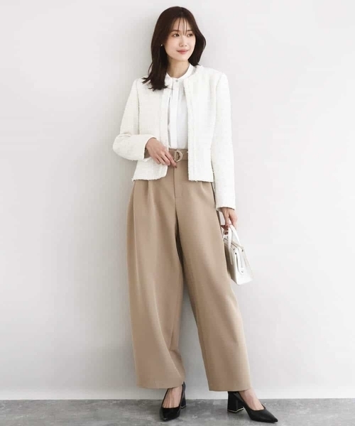 MK MICHEL KLEIN（エムケーミッシェルクラン）の「ノーカラーファンシーツイードジャケット/セットアップ対応/洗える（ノーカラージャケット・レディース・アイボリー/ネイビー・40/38）」の18枚目の写真