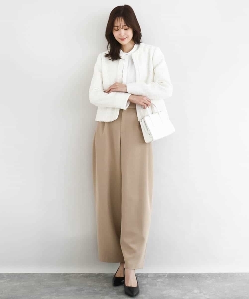 MK MICHEL KLEIN（エムケーミッシェルクラン）の「ノーカラーファンシーツイードジャケット/セットアップ対応/洗える（ノーカラージャケット・レディース・アイボリー/ネイビー・40/38）」の20枚目の写真