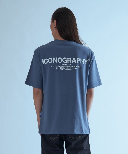 ICONOGRAPHY(アイコノグラフィー)の「LONDON ADDRESS VOLUME PRINT DBL(Tシャツ/カットソー・メンズ・ダークブルー・LARGE)」の1枚目の写真