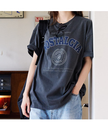 BUBBLPIECE（バブルピース）の「ノスタルジアピグメントTシャツ_チャコール（Tシャツ/カットソー）」