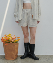 Plain Check Banding Pocket Shorts Yellow