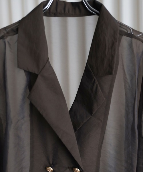 YENNA（イェンナ）の「シアーショートテーラードジャケット（テーラードジャケット・レディース・カーキ/ブラック/ベージュ/ブラウン/グレー・FREE）」の9枚目の写真