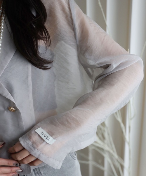 YENNA（イェンナ）の「シアーショートテーラードジャケット（テーラードジャケット・レディース・カーキ/ブラック/ベージュ/ブラウン/グレー・FREE）」の13枚目の写真