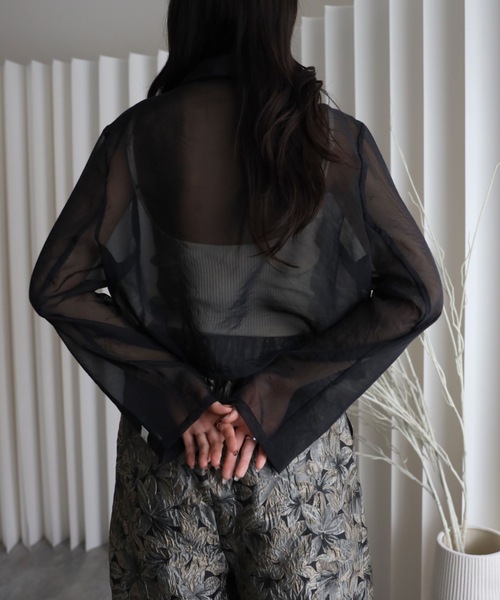 YENNA（イェンナ）の「シアーショートテーラードジャケット（テーラードジャケット・レディース・カーキ/ブラック/ベージュ/ブラウン/グレー・FREE）」の22枚目の写真