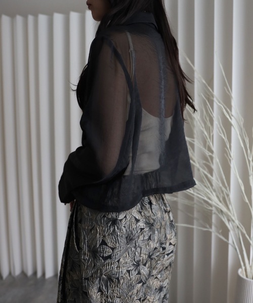 YENNA（イェンナ）の「シアーショートテーラードジャケット（テーラードジャケット・レディース・カーキ/ブラック/ベージュ/ブラウン/グレー・FREE）」の21枚目の写真