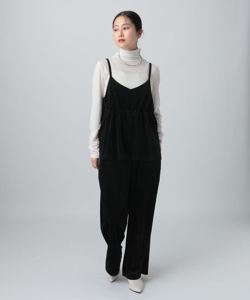 LEPSIM（レプシィム）の「ベロアキャミサロペット　621567（サロペット/オーバーオール・レディース・ブラウン/ブラック/ドット・FREE）」の4枚目の写真