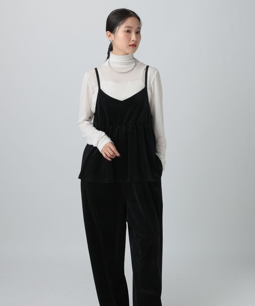 LEPSIM（レプシィム）の「ベロアキャミサロペット　621567（サロペット/オーバーオール・レディース・ブラウン/ブラック/ドット・FREE）」の7枚目の写真