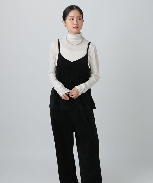 LEPSIM（レプシィム）の「ベロアキャミサロペット　621567（サロペット/オーバーオール・レディース・ブラウン/ブラック/ドット・FREE）」の8枚目の写真