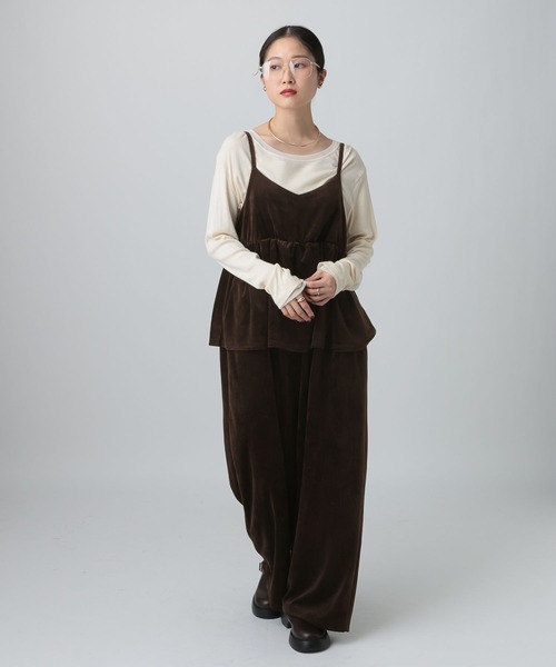 LEPSIM（レプシィム）の「ベロアキャミサロペット　621567（サロペット/オーバーオール・レディース・ブラウン/ブラック/ドット・FREE）」の11枚目の写真