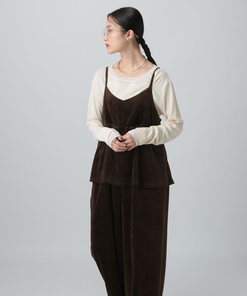 LEPSIM（レプシィム）の「ベロアキャミサロペット　621567（サロペット/オーバーオール・レディース・ブラウン/ブラック/ドット・FREE）」の13枚目の写真