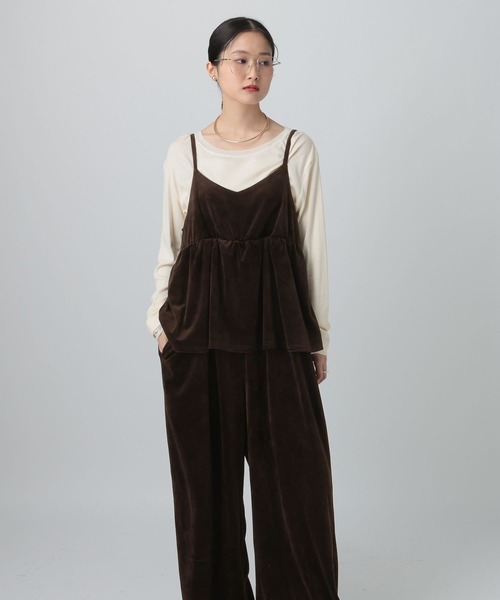 LEPSIM（レプシィム）の「ベロアキャミサロペット　621567（サロペット/オーバーオール・レディース・ブラウン/ブラック/ドット・FREE）」の14枚目の写真