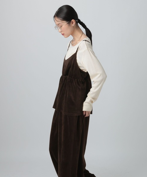 LEPSIM（レプシィム）の「ベロアキャミサロペット　621567（サロペット/オーバーオール・レディース・ブラウン/ブラック/ドット・FREE）」の15枚目の写真