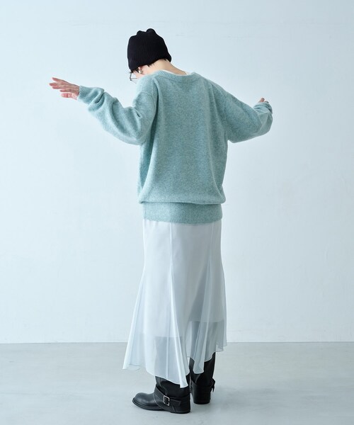 CODE A(コードエー)の「M cloudy over V pullover(ニット/セーター・レディース・オフホワイト/ブラック/ライトブルー・00)」の12枚目の写真