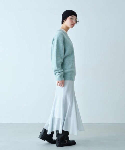 CODE A(コードエー)の「M cloudy over V pullover(ニット/セーター・レディース・オフホワイト/ブラック/ライトブルー・00)」の13枚目の写真