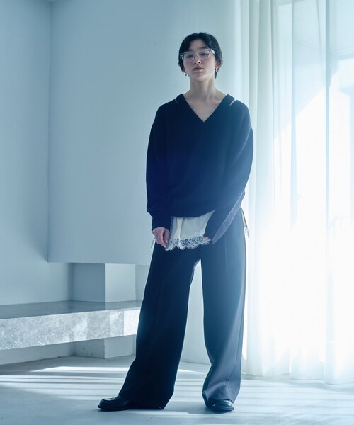 CODE A(コードエー)の「M cloudy over V pullover(ニット/セーター・レディース・オフホワイト/ブラック/ライトブルー・00)」の14枚目の写真