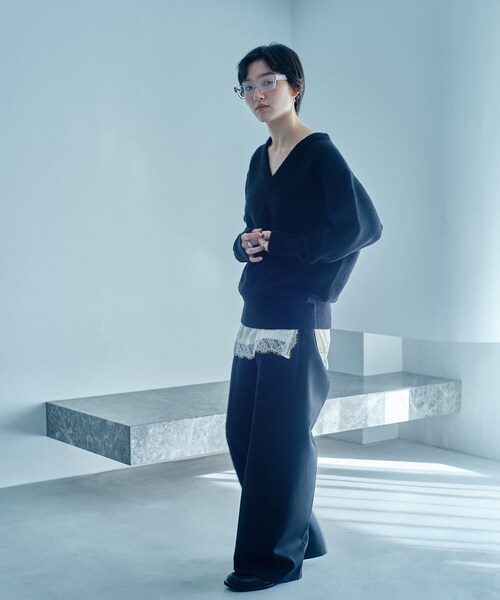 CODE A(コードエー)の「M cloudy over V pullover(ニット/セーター・レディース・オフホワイト/ブラック/ライトブルー・00)」の15枚目の写真