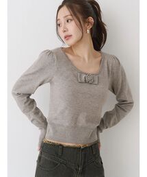 CALNAMUR | コサージュリボンコンパクトニット(ニット/セーター)