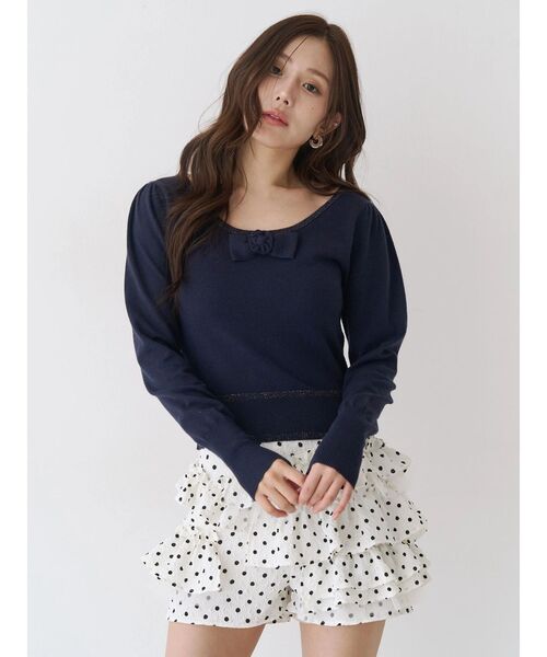 CALNAMUR（カルナムール）の「コサージュリボンコンパクトニット（ニット/セーター・レディース・グレー/ネイビー/イエロー・FREE）」の11枚目の写真