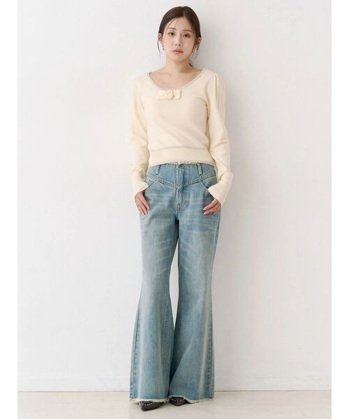 CALNAMUR（カルナムール）の「コサージュリボンコンパクトニット（ニット/セーター・レディース・グレー/ネイビー/イエロー・FREE）」の18枚目の写真