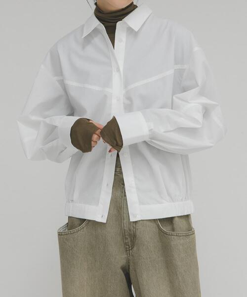 KBF（ケイビーエフ）の「コクーンフォルムシャツ（シャツ/ブラウス・レディース・グレー系その他/オフホワイト/ブルー系その他・ONE）」の4枚目の写真