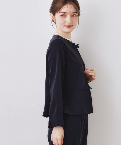 couture brooch(クチュールブローチ)の「【ハレの日・通勤】リボンデザイン ペプラムブラウス(シャツ/ブラウス・レディース・ネイビー/ナチュラル・42/40/38/36)」の13枚目の写真