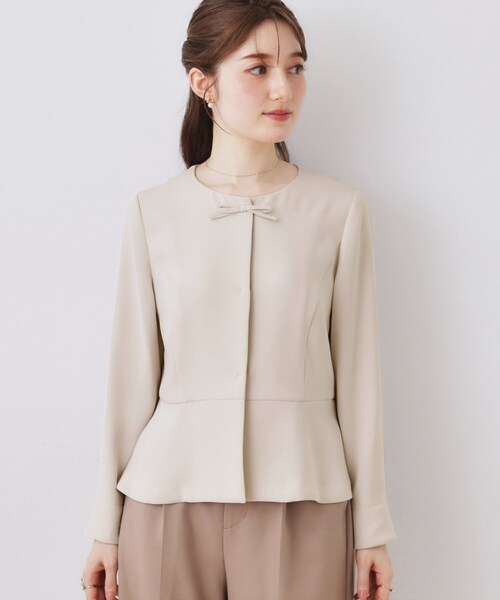 couture brooch(クチュールブローチ)の「【ハレの日・通勤】リボンデザイン ペプラムブラウス(シャツ/ブラウス・レディース・ネイビー/ナチュラル・42/40/38/36)」の17枚目の写真