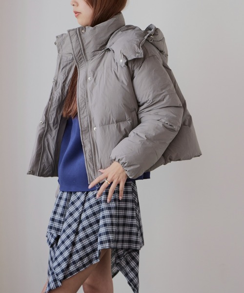 セール】【フード取り外し可能2WAY】フードショートダウンジャケット