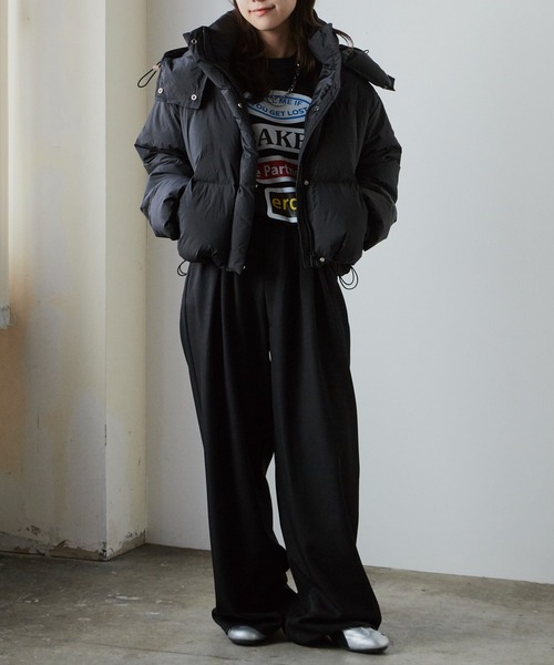 セール】【フード取り外し可能2WAY】フードショートダウンジャケット