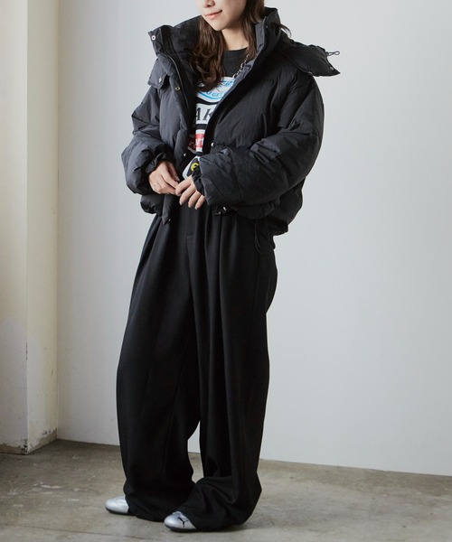 セール】【フード取り外し可能2WAY】フードショートダウンジャケット