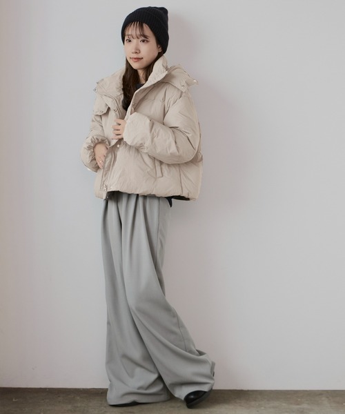 Chick（チック）の「【フード取り外し可能２WAY】フードショートダウンジャケット ／ 2WAY hoodie short down jacket（ダウンジャケット/コート・レディース・ブラック/アイボリー/グレー・FREE）」の17枚目の写真