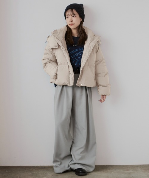 Chick（チック）の「【フード取り外し可能２WAY】フードショートダウンジャケット ／ 2WAY hoodie short down jacket（ダウンジャケット/コート・レディース・ブラック/アイボリー/グレー・FREE）」の18枚目の写真