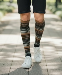 Ja-vie（ジャヴィ）の「Ja-vie ジャヴィ 綿混着圧ハイソックス 靴下  抗菌防臭 ストライプ ボーダー 柄 23~25cm 25~27cm（ソックス/靴下）」