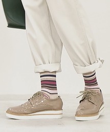 Ja-vie（ジャヴィ）の「Ja-vie ジャヴィ 綿混着圧ハイソックス 靴下  抗菌防臭 ストライプ ボーダー 柄 23~25cm 25~27cm（ソックス/靴下）」