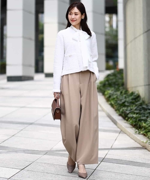 MK MICHEL KLEIN（エムケーミッシェルクラン）の「ニットツイードジャケット/洗える（ノーカラージャケット・レディース・ネイビー/ホワイト・38）」の8枚目の写真