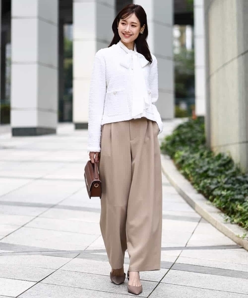 MK MICHEL KLEIN（エムケーミッシェルクラン）の「ニットツイードジャケット/洗える（ノーカラージャケット・レディース・ネイビー/ホワイト・38）」の9枚目の写真