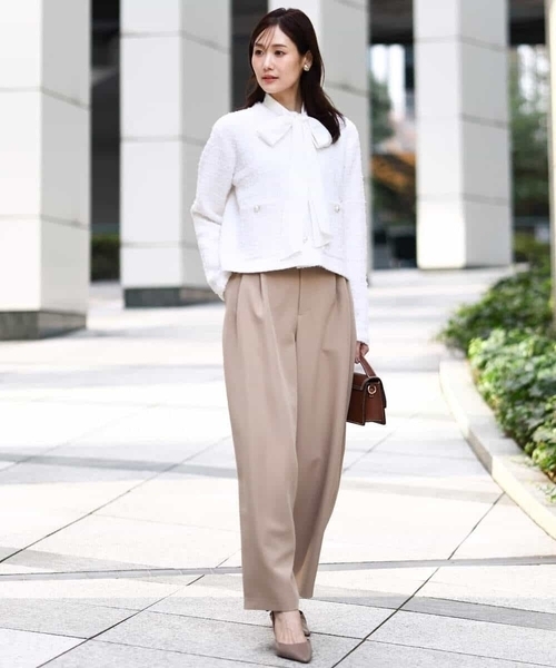 MK MICHEL KLEIN（エムケーミッシェルクラン）の「ニットツイードジャケット/洗える（ノーカラージャケット・レディース・ネイビー/ホワイト・38）」の11枚目の写真