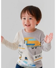 CHEEK ROOM（チークルーム）の「CHEEK ROOM/チークルーム 駅と新幹線ロングＴシャツ（Tシャツ/カットソー）」