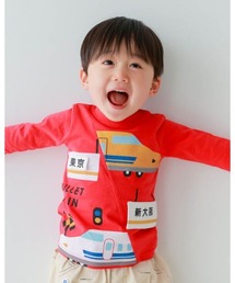 CHEEK ROOM（チークルーム）の「CHEEK ROOM/チークルーム 駅と新幹線ロングＴシャツ（Tシャツ/カットソー）」