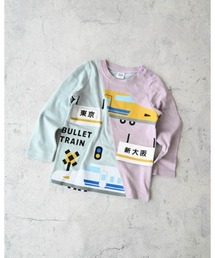 CHEEK ROOM（チークルーム）の「CHEEK ROOM/チークルーム 駅と新幹線ロングＴシャツ（Tシャツ/カットソー）」