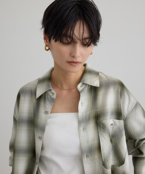 SALON adam et rope'（サロン アダム エ ロペ）の「コットンリヨセルチェックシャツ（シャツ/ブラウス・レディース・ブルー系その他4/グリーン系その他・FREE）」の10枚目の写真