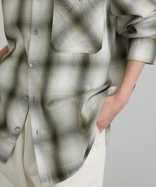 SALON adam et rope'（サロン アダム エ ロペ）の「コットンリヨセルチェックシャツ（シャツ/ブラウス・レディース・ブルー系その他4/グリーン系その他・FREE）」の11枚目の写真