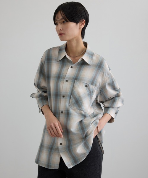 SALON adam et rope'（サロン アダム エ ロペ）の「コットンリヨセルチェックシャツ（シャツ/ブラウス・レディース・ブルー系その他4/グリーン系その他・FREE）」の13枚目の写真