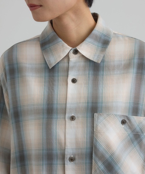 SALON adam et rope'（サロン アダム エ ロペ）の「コットンリヨセルチェックシャツ（シャツ/ブラウス・レディース・ブルー系その他4/グリーン系その他・FREE）」の19枚目の写真