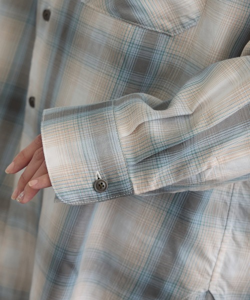 SALON adam et rope'（サロン アダム エ ロペ）の「コットンリヨセルチェックシャツ（シャツ/ブラウス・レディース・ブルー系その他4/グリーン系その他・FREE）」の20枚目の写真