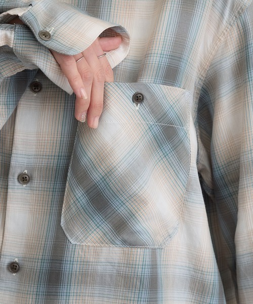 SALON adam et rope'（サロン アダム エ ロペ）の「コットンリヨセルチェックシャツ（シャツ/ブラウス・レディース・ブルー系その他4/グリーン系その他・FREE）」の22枚目の写真