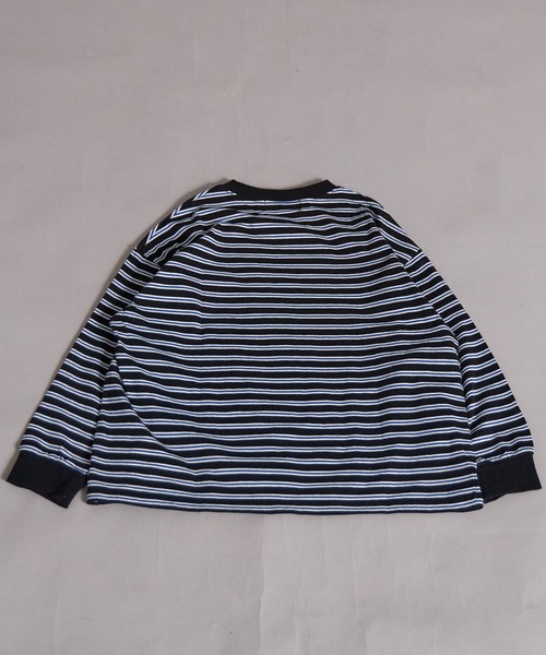 PAIRMANON STREET（ペアマノンストリート）の「【綿100%】先染め マルチボーダー ロンT【PAIRMANON STREET】（Tシャツ/カットソー・キッズ・ブラウン/レッド/ブラック/ブルー・150/130/120/110/100/90/160/140）」の21枚目の写真