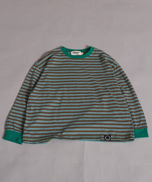 PAIRMANON STREET（ペアマノンストリート）の「【綿100%】先染め マルチボーダー ロンT【PAIRMANON STREET】（Tシャツ/カットソー・キッズ・ブラウン/レッド/ブラック/ブルー・150/130/120/110/100/90/160/140）」の22枚目の写真