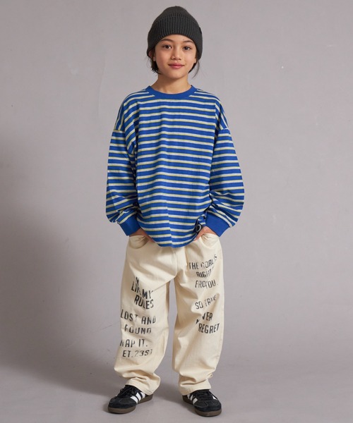 PAIRMANON STREET（ペアマノンストリート）の「【綿100%】先染め マルチボーダー ロンT【PAIRMANON STREET】（Tシャツ/カットソー・キッズ・ブラウン/レッド/ブラック/ブルー・150/130/120/110/100/90/160/140）」の13枚目の写真